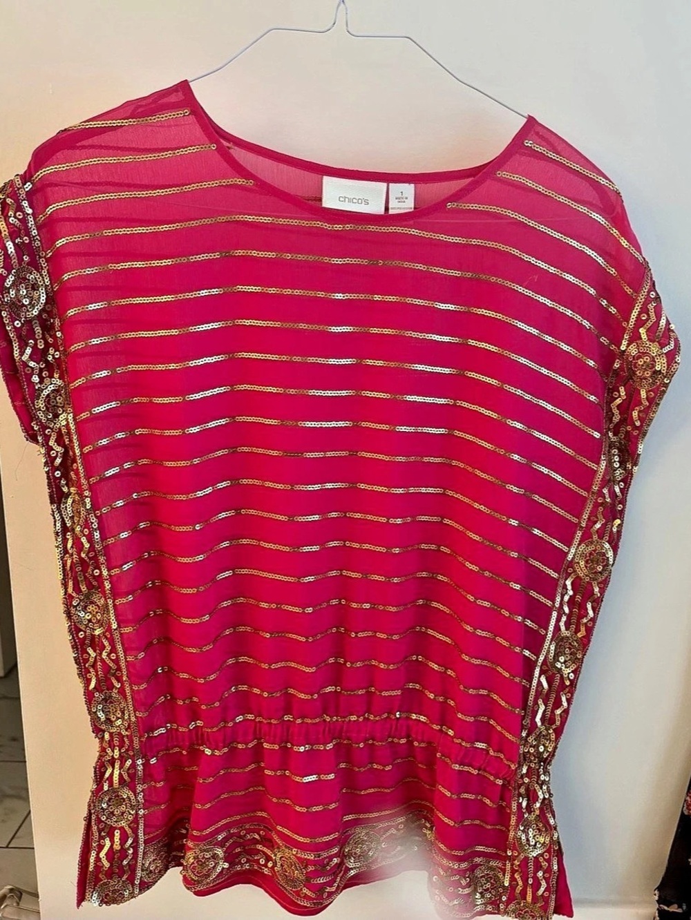 Chico's Pink & Gold Sequin Too
